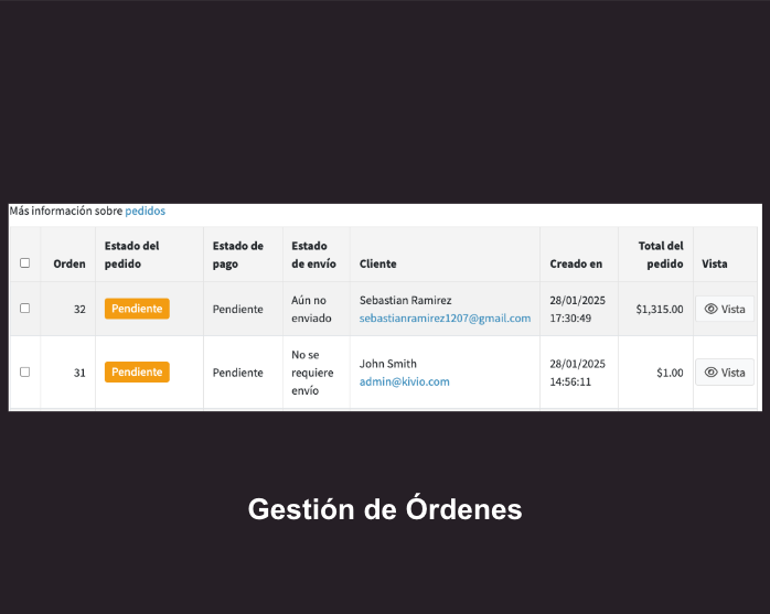 Seguimiento de órdenes